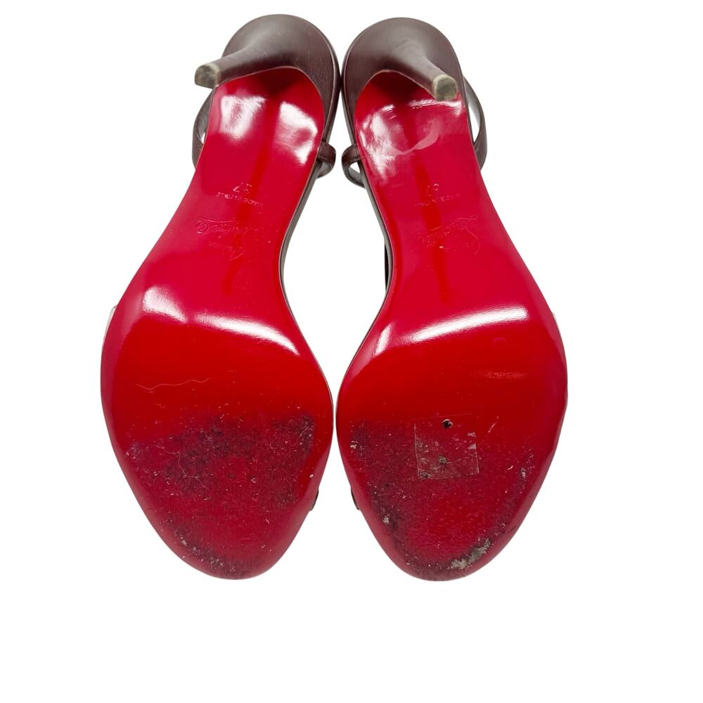 Christian Louboutin Rosalie 100 Brown Leather Slingback Stiletto Sandals EU 37 - Picture 5 of 9